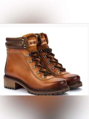 Pikolinos Brandy Women’s Aspe Front Lace-up Side Zipper Ankle Boots Size 39